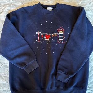 Bwear Navy Blue Festive Crewneck Sweater